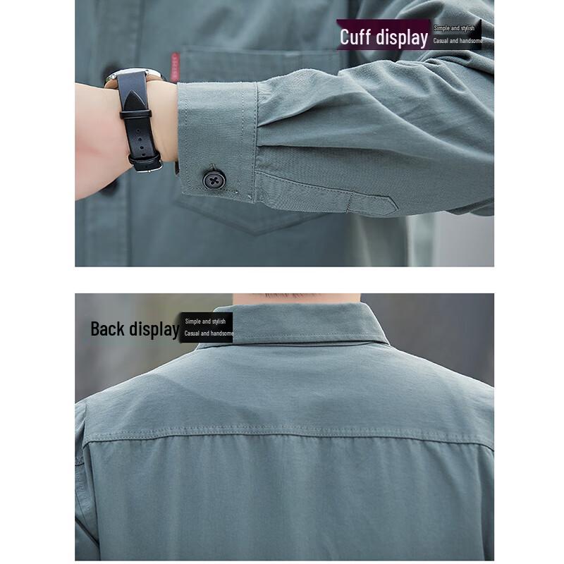 ROMON Men's Long Sleeve Casual Work Shirt