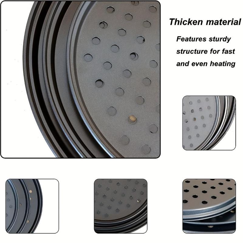 1Pcs Pizza Pans For Oven Round Pizza Pan With Holes Pizza Tray For Oven Baking Carbon Steel Pizza Oven Accessories Kitchen Tools