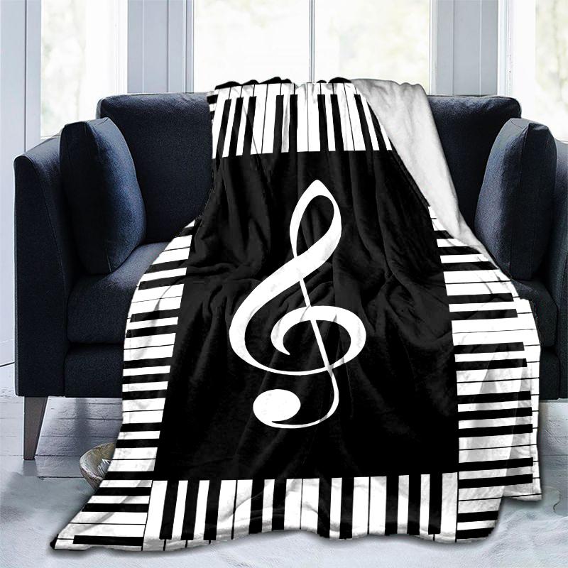 1PC Piano Keys Music Printed Blanket, All Season Lightweight Home Office Outdoor Nap Multifunctional Blanket A18