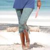Women Summer Casual Cropped Trousers Skinny Leggings Elastic Waist Cycling Shorts Printed Vacation Pants