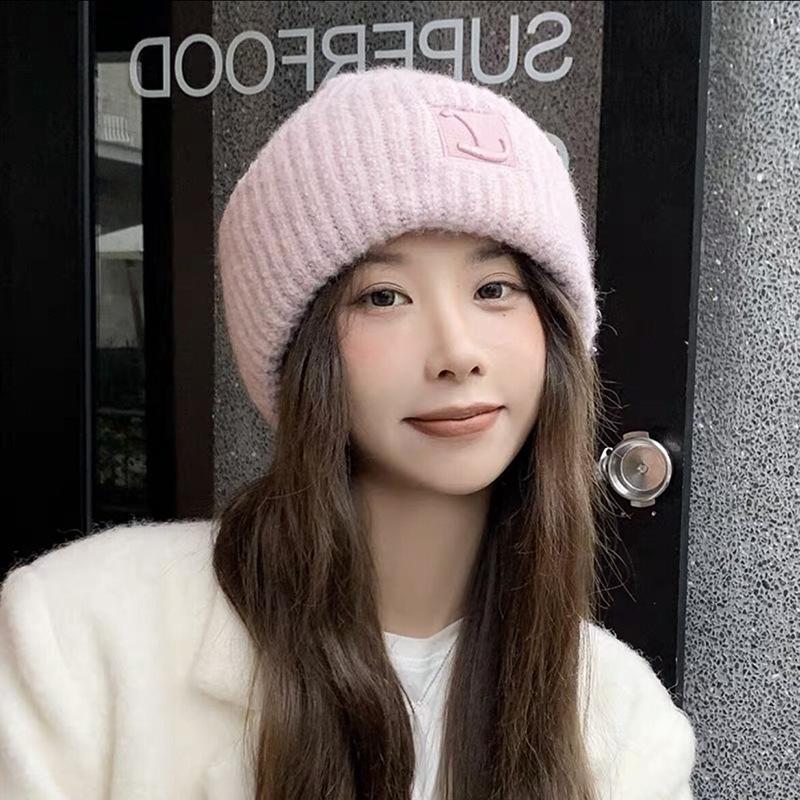 Plush Warm Knitted Beanie with Ear Flaps, Slouchy Design, Face-Slimming Knit Hat for Women with Larger Head Circumference.