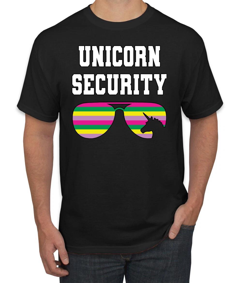 Unicorn Security Sunglasses Funny Gift Humor Men Graphic T- Shirt L