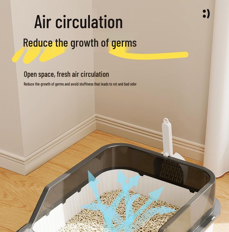 Extra Large Anti-Splash Cat Litter Box: Semi-Enclosed Tray for Large Cats and Kittens