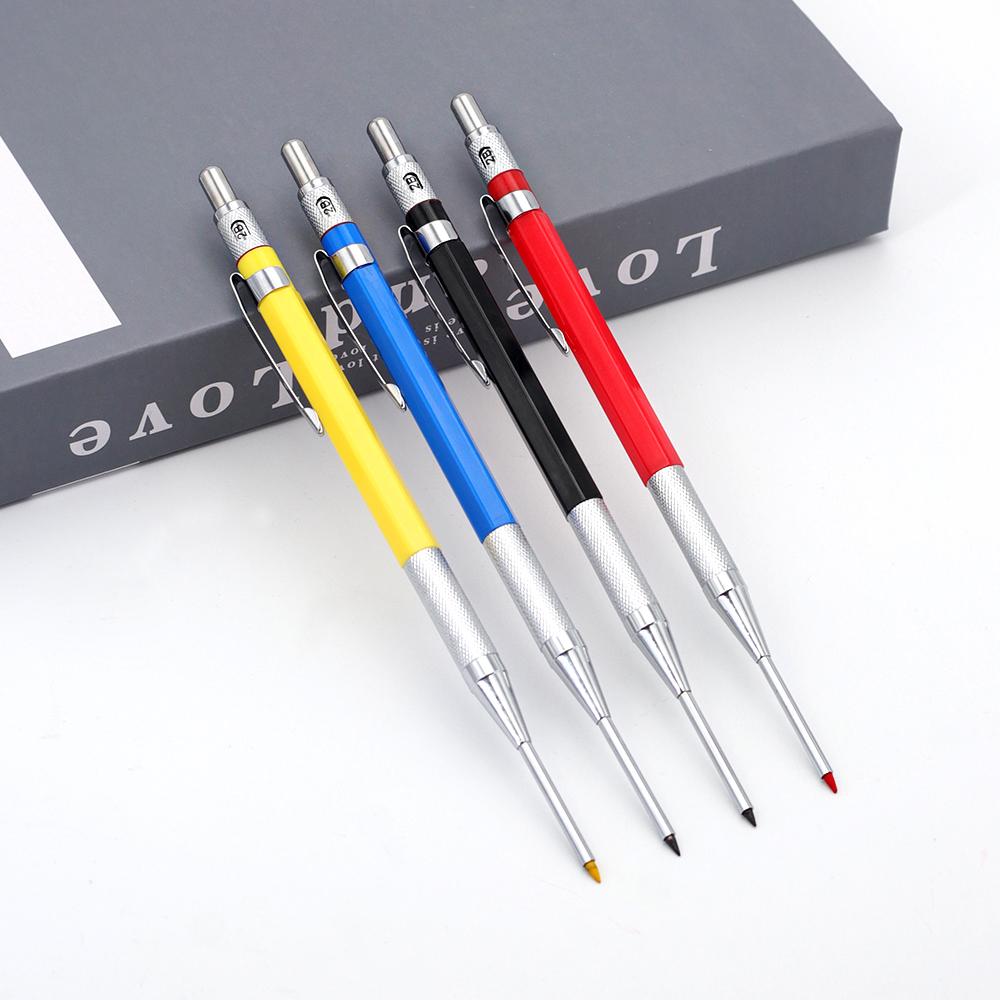 2.0mm Blue Black Red Yellow Long Headed Woodworking Automatic Pencil 2B Lead Deep Hole Marking Architectural Drawing Marker Pen