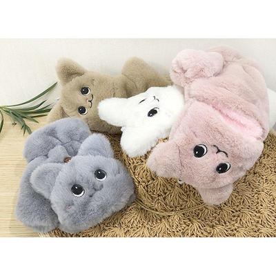 Cartoon Cat Cute Half-finger Flip Warmth Thickened Gloves Winter