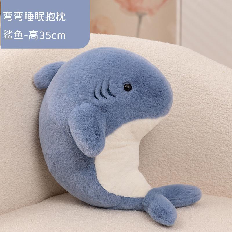 Cartoon Curved Sleep Whale Doll Seal Shark Plush Doll Aquarium Simulation Narwhal