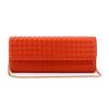 Yuwumin Handmade 3-Way Clutch Bag with Shoulder Strap and Chain, Evening Bag, Small, Elegant Woven Bag, Party Bag, for Special Occasions (Orange)