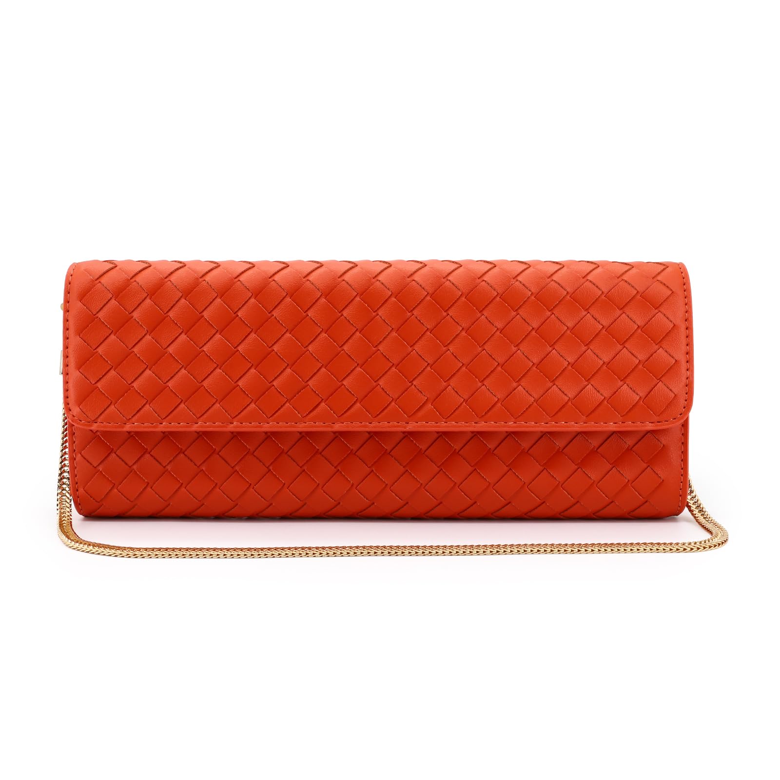 

Yuwumin Ручная работа, Сумка-клатч 3-в-1 с плечевым ремнем и цепочкой, Вечерняя сумка, Маленькая, Элегантная плетёная сумка, Сумка для вечеринки, для особых случаев (оранжевый)