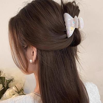 Women Hair Clip with Star-Studded Diamond Design Thick Acrylic Stable Grip Hair Accessory for Commuting Dating