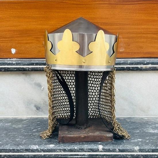 

King arthur monty python helmet with chain mail,medieval kinght costume,replica cosplay LARP