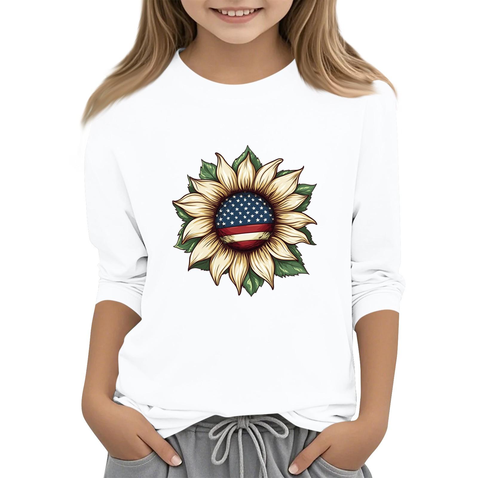 

Children s Round-Neck Independence Day Three-Quarter Sleeve Casual T-shirt Top 130 білий