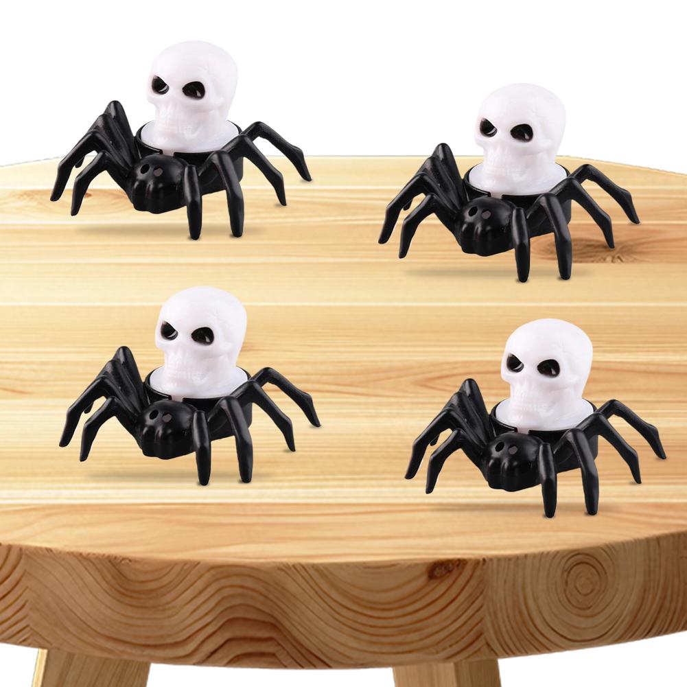 12Pcs Halloween LED Horror Spider Light Battery Operated Spider Back Eye-popping Candle Lamp Spider Eye Light LED Candle Light