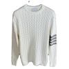 Men's European-Style Cable Knit Sweater with Four-Bar Stripes - Trendy Autumn/Winter Round Neck Pullover