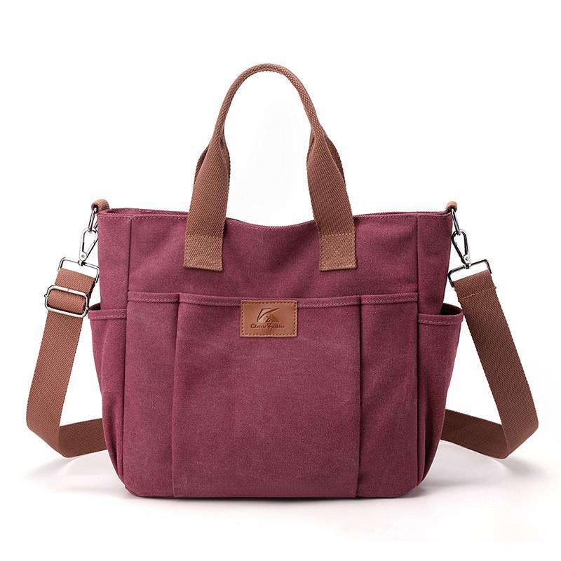 Canvas Tote Bag For Women With Zipper Pocket And Dual Straps For Daily Use