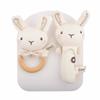 Organic Cotton Wooden Animal Ring Rattle & Baby Comfort Doll Gift Set