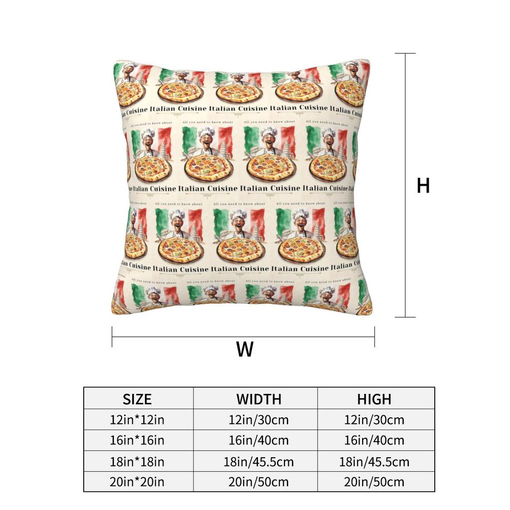 Italian Flag Pizza Square Pillowcase Pillow Cover Cushion Zip Decorative Comfort Throw Pillow for Home Sofa