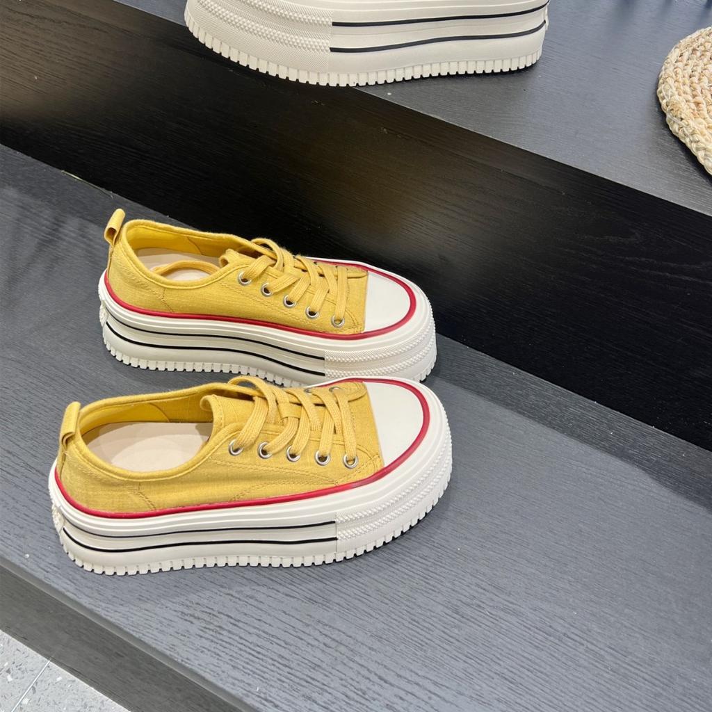 Fashion casual board shoes, small height-increasing platform canvas shoes 2025 new summer thin breathable mesh shoes