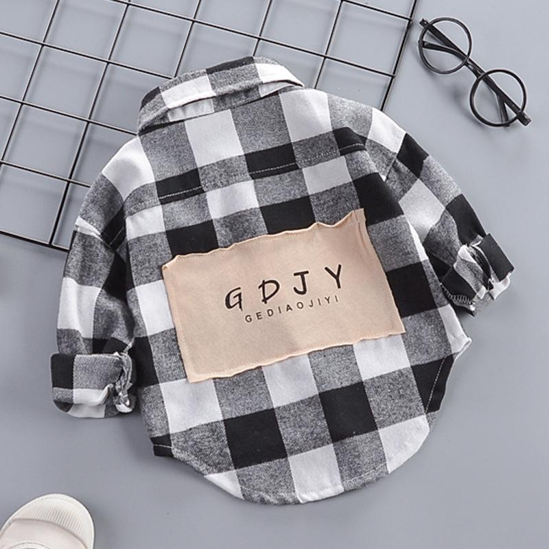 Chemise à carreaux à manches longues boutonnée pour enfants, garçons et filles, printemps, automne