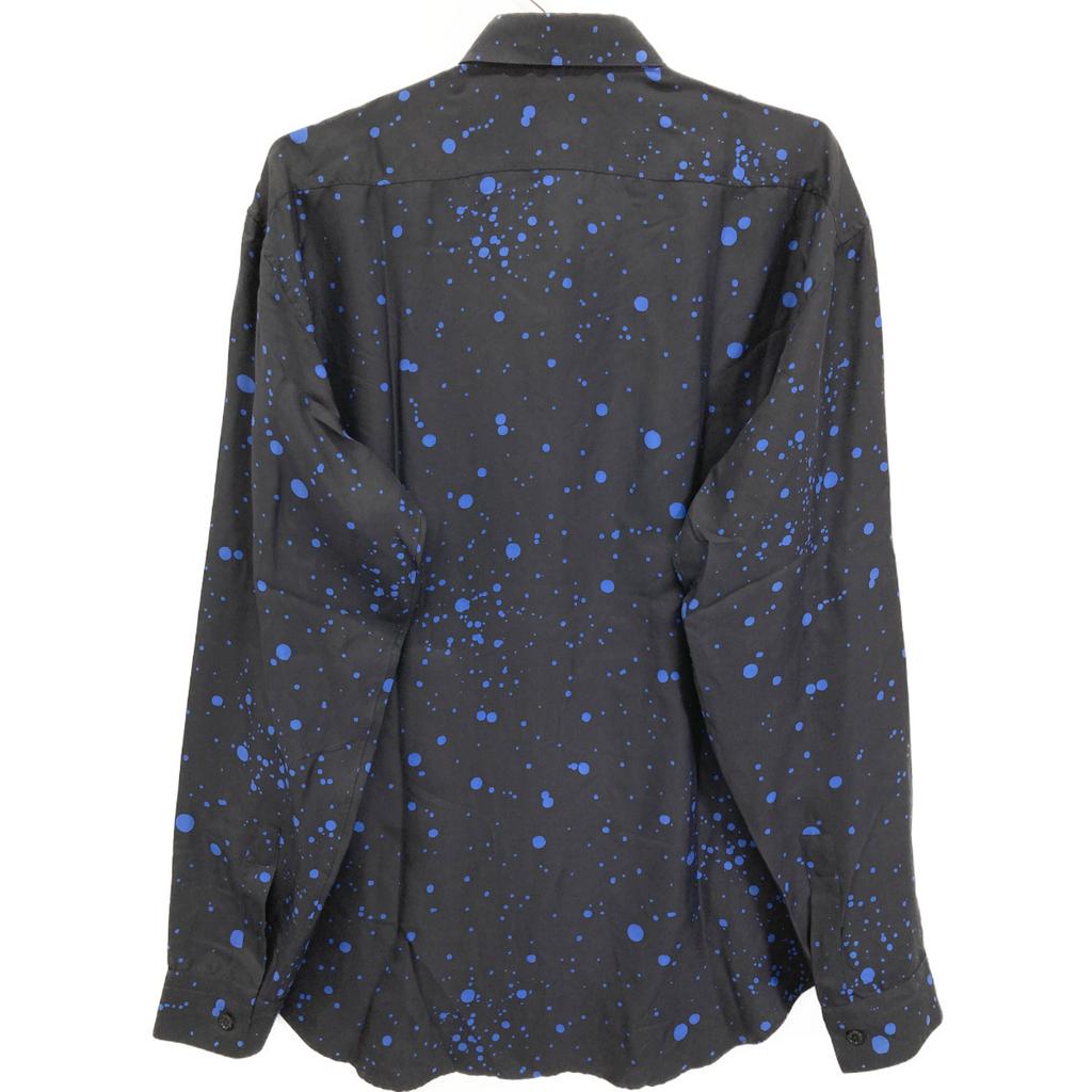 berluti Black x Blue Silk 100% Dot Pattern Shirt tops 38 Black / blueUsed