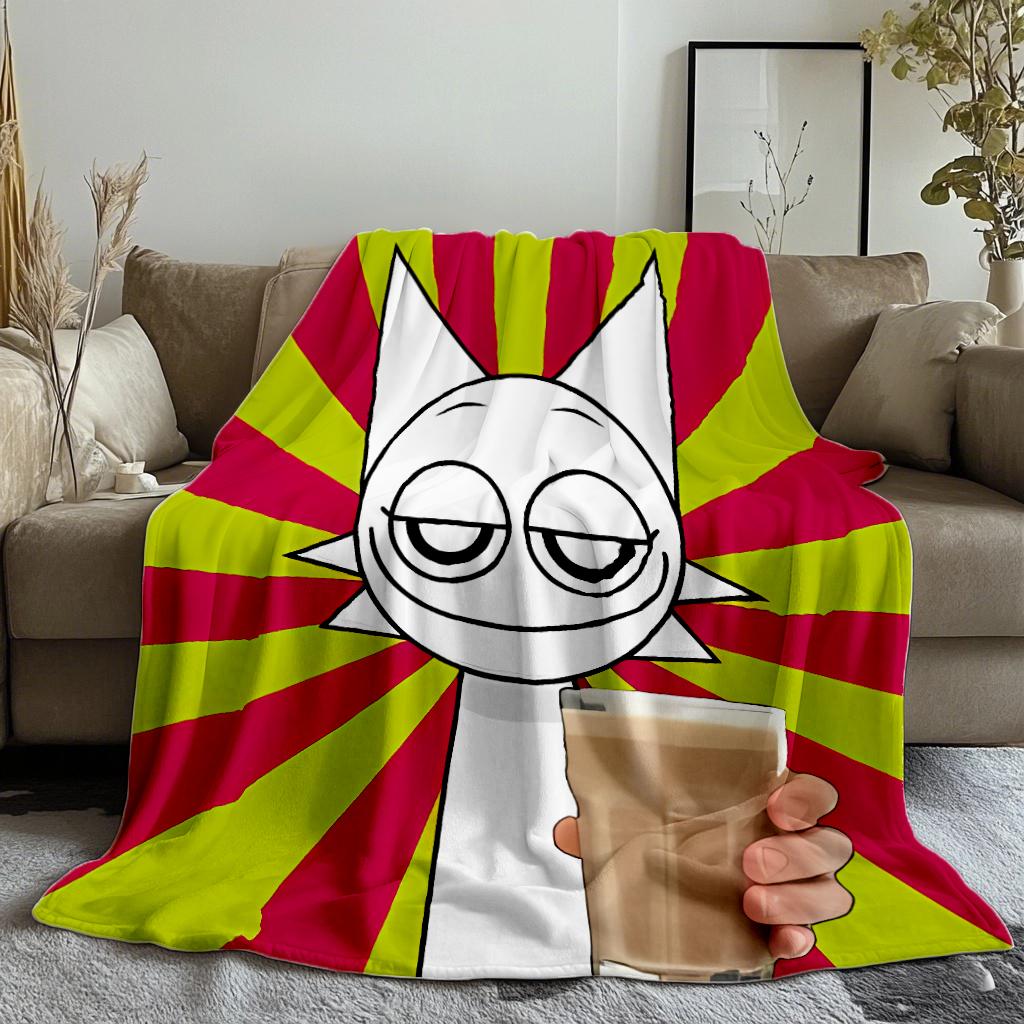 Game Cartoon SSprunki IIncredibox Printed Blanket Plush Nap Sofa rug for Living Room Office Bedroom Birthday Home Travel Kid