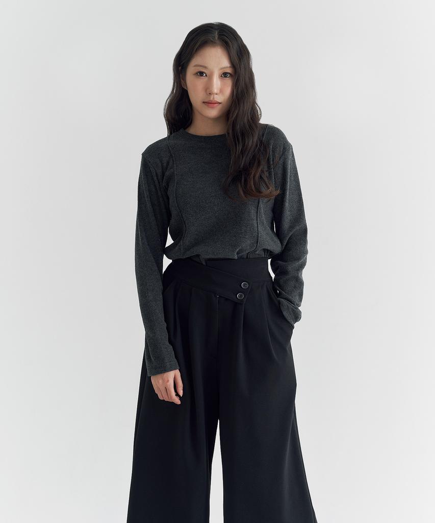 Peulleio W Pintuck T-Shirt _ Grey
