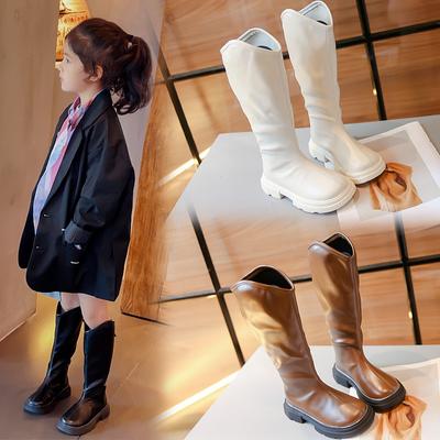 Stivali Alti da Ragazza Stile Coreano Stivali alla Moda Eleganti Autunno 2024 Nuovi Taglia Bambino Stivali da Cavaliere Antiscivolo Scarpe da Principessa per Bambini