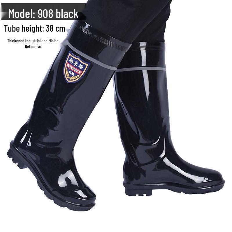 Men's High-Top Non-Slip PVC Construction Rain Boots - Wear-Resistant, Water-Resistant Mid-Calf Rubber Shoes