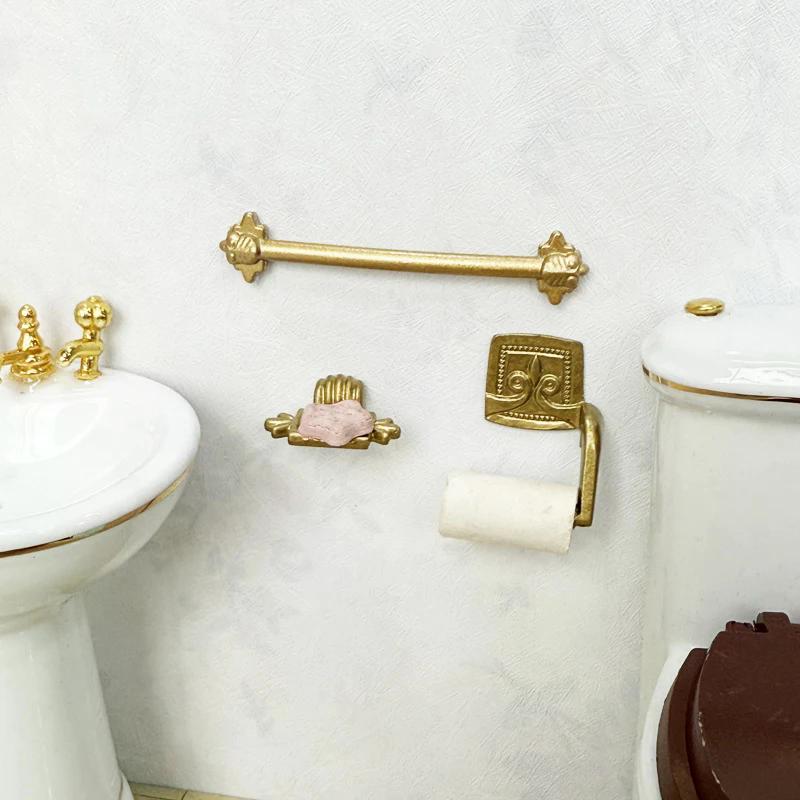 Decor Paper 1:12 Dollhouse Simulation Towel Rack Soap Rack Towel Rack Set Model Doll Home Miniature Bathroom Toys