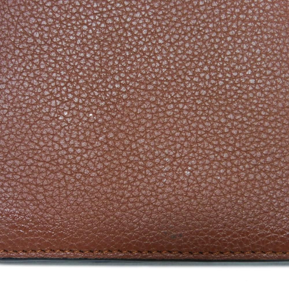 Used 12695 Bifold Wallet C660302X02 7941 Soft Grain Calfskin Bicolor Brown Black Anagram Cognac Men's from Japan