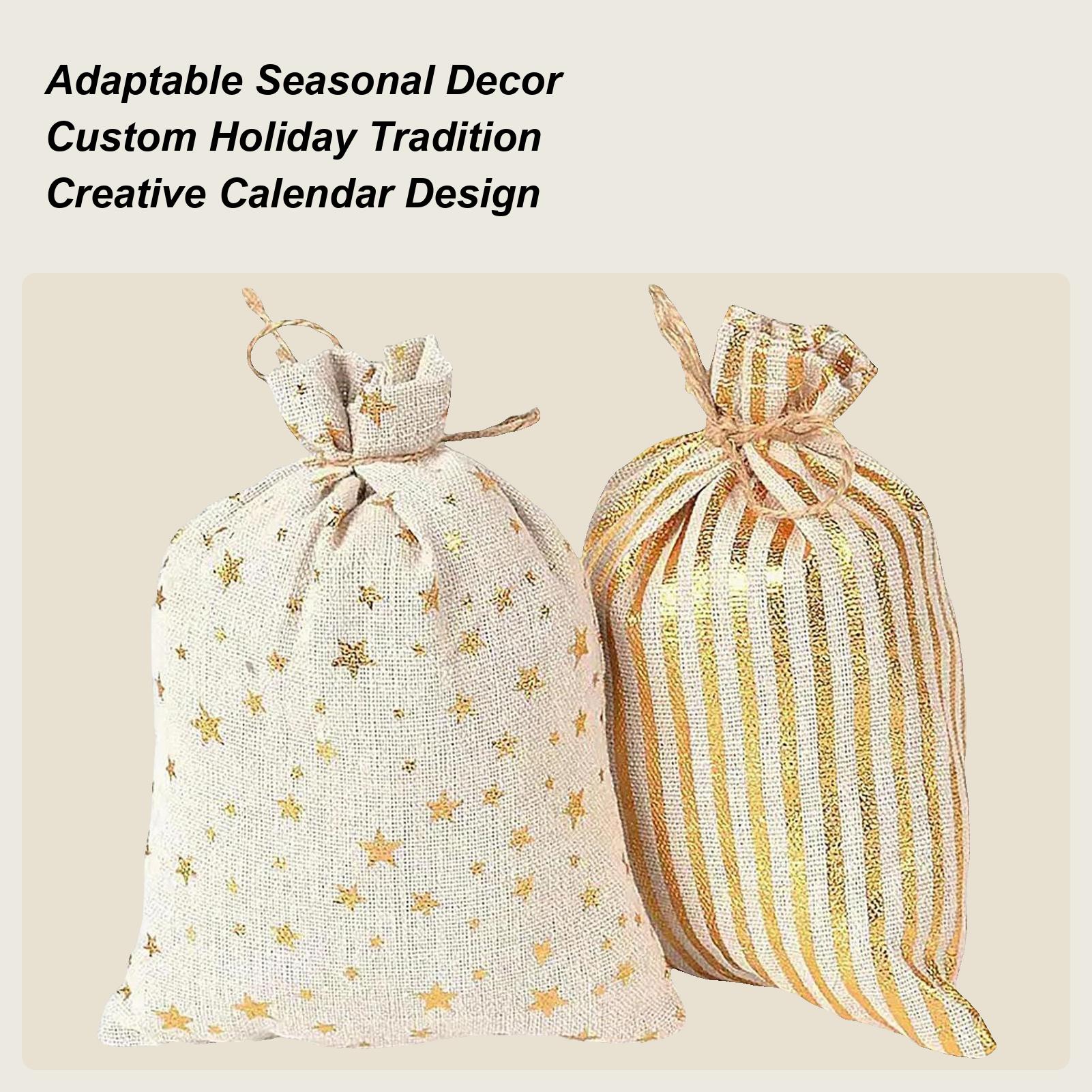 

Christmas Advent Bags With Numbers Festive 24 Days Countdown Calendar Treat Pouch Christmas Advent For Adults Kids Lovers Family M
