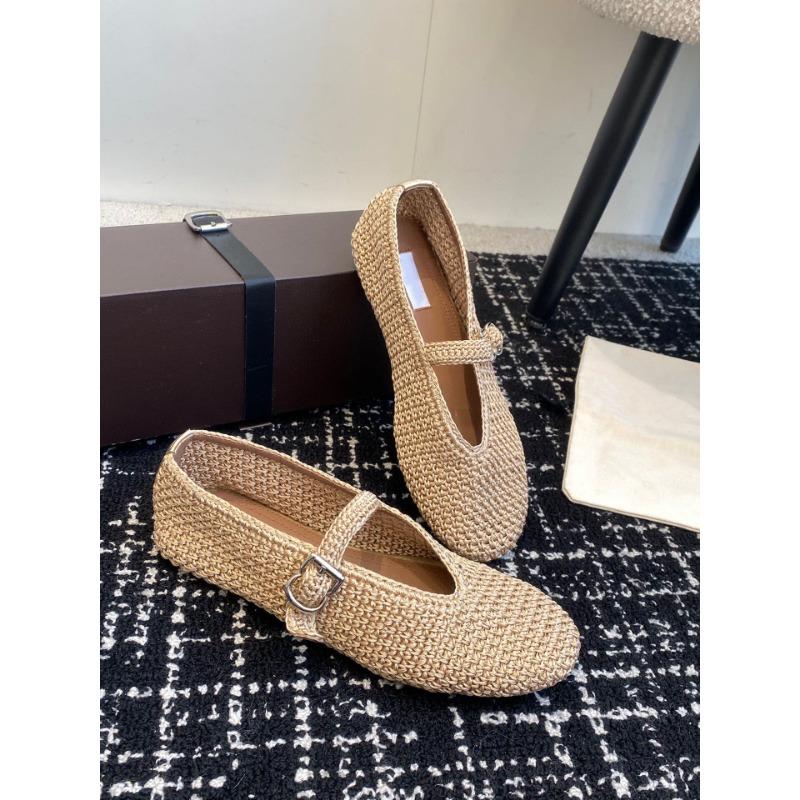 New woven hemp rope one-word buckle ballet shoes women's flat comfortable Mary Jane women's single shoes