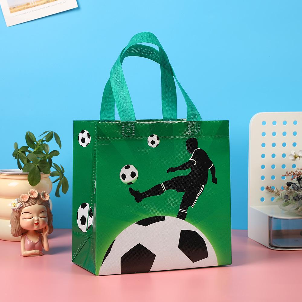 12Pcs Sports Football Theme Non Woven Gift Packing Bag Soccer Shopping Tote Bag for Kids Birthday Baby Shower Party Decoration