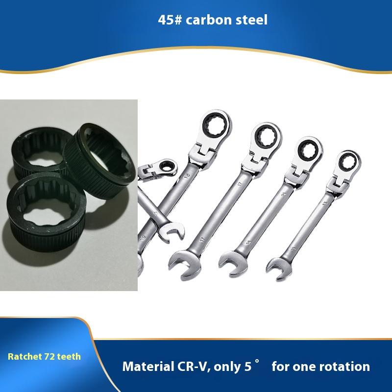 6PCS 72-Tooth Swivel Head Ratcheting Combination Wrench Set – Chrome Vanadium Steel, Reversible Ratchet Box-End & Open-End Wrench