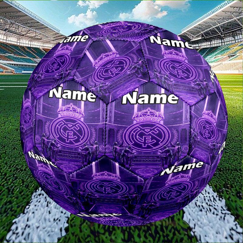Pallone da Calcio Real Madrid Personalizzato con Nome, Taglia 5, Pallone da Calcio per Allenamento e Partita, per Squadra, Calcio, Regalo per Appassionati di Calcio