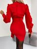 Autumn/Winter 2024 Long Sleeve V-Neck Zipper Dress for Women