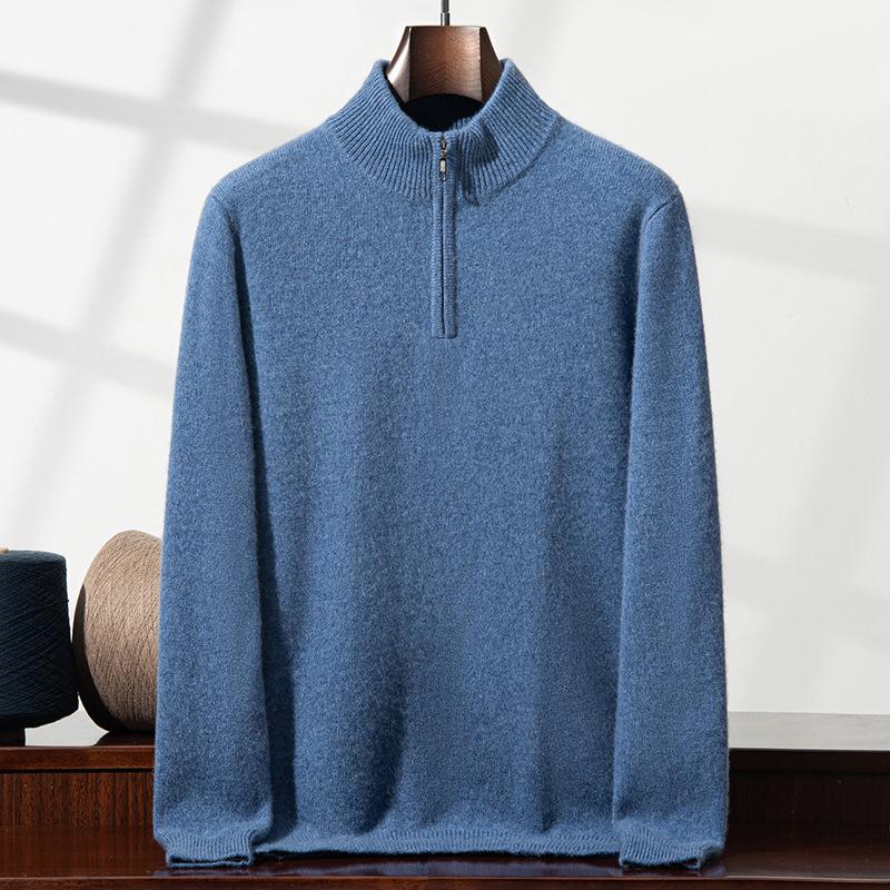 

Men s Heavyweight Cashmere Wool Half-Zip Knit Top - Autumn/Winter Small темно-синього кольору