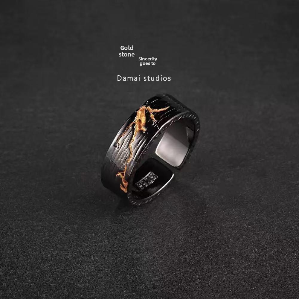 Ring Men's Tide Advanced Sense Index Finger Female Couple Ring Niche Design Titanium Steel Does Not Fade