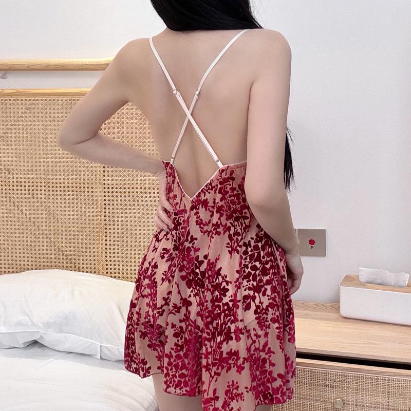 French Sexy Women's Pajamas: 2025 Burnt-Out Lace Camisole & Shorts Set