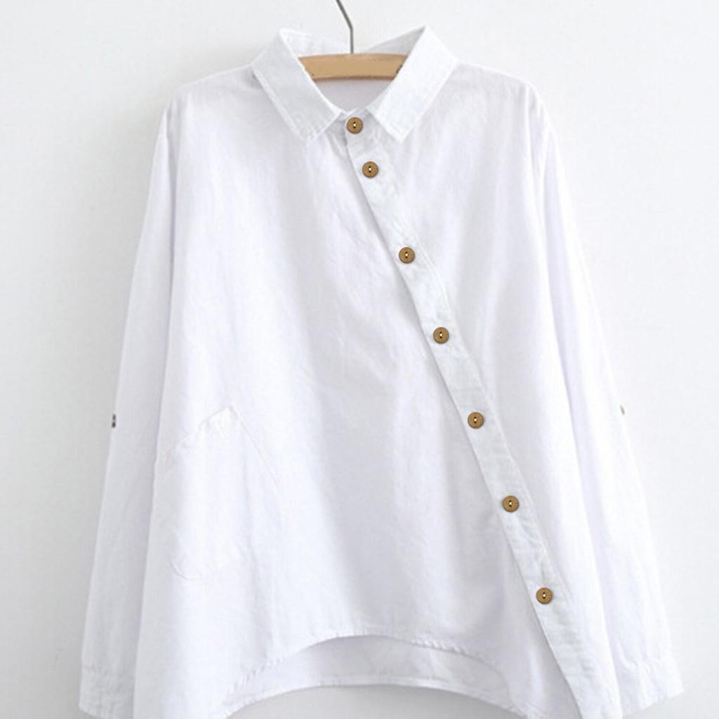 

Женские повседневные модные однотонные рубашки с длинным рукавом XL белый