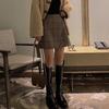 Plus Size Plaid Wool Skirt: High-Waist, Slimming A-Line for Autumn/Winter
