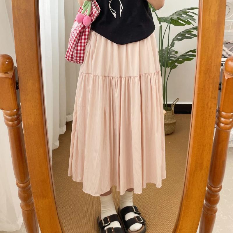 Women's Wrinkle-Resistant Casual High-Waist Slimming Tiered Cake Umbrella Skirt with Pockets - Artsy Vintage Versatile Midi for Spring/Summer