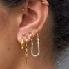 Fenny No Fade 18K Gold-plated Zirconia Pave Chain Tassel Double Ciecle Huggie Earring  Stainless Steel Ladies Jewelry