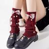 New Year'S Mori Bow Socks Cover Natal Year Red Sweet Love Hairball Stacking Socks Cover Thickened Leg Warmer