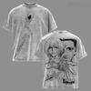 Kurapika Chrollo Print T-shirt Anime Hunter X Hunter Clothing Men Women Cotton Tshirts Retro Washed T Shirt Harajuku Male Tops
