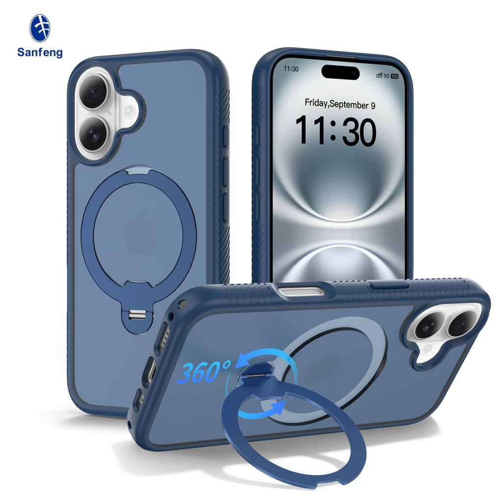 The New Model Is Suitable for Apple 17promax Mobile Phone Case 360 Rotating Magnetic Bracket with Lanyard 17e Mobile Phone Protective Cover