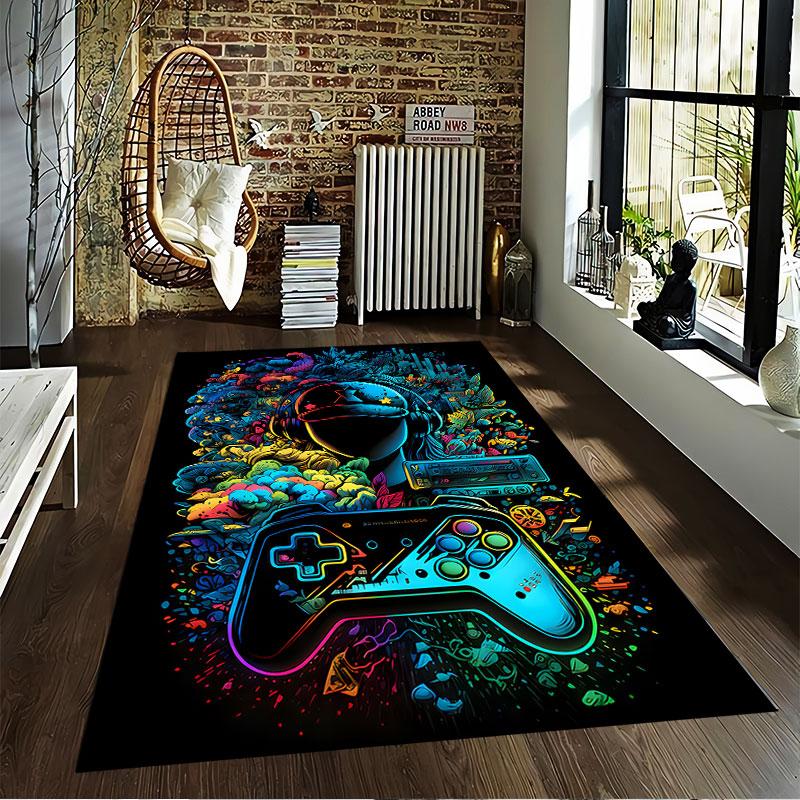 Vibrant Gamer Art Carpet suitable as a non-slip mat for the living room or bedroom sofa