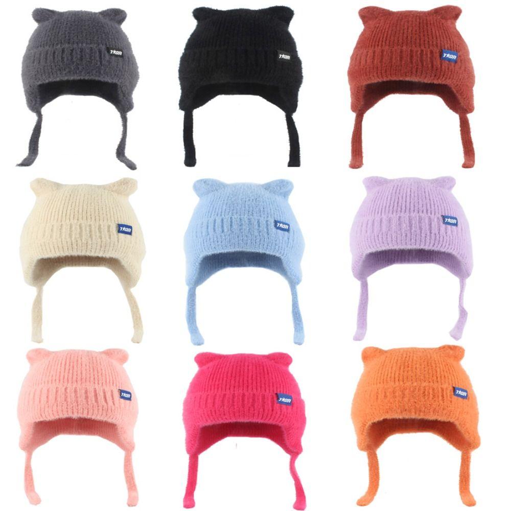 Warme Winddichte Wintermütze Kpop Stil Strickmütze Neue Niedliche Katzenohren Ohrenklappen