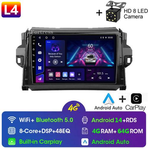 Android 12 For Toyota Fortuner 2 2015 - 2020 2 Din Car Radio Multimedia Video Player Stereo Carplay Auto 4G GPS Head Unit