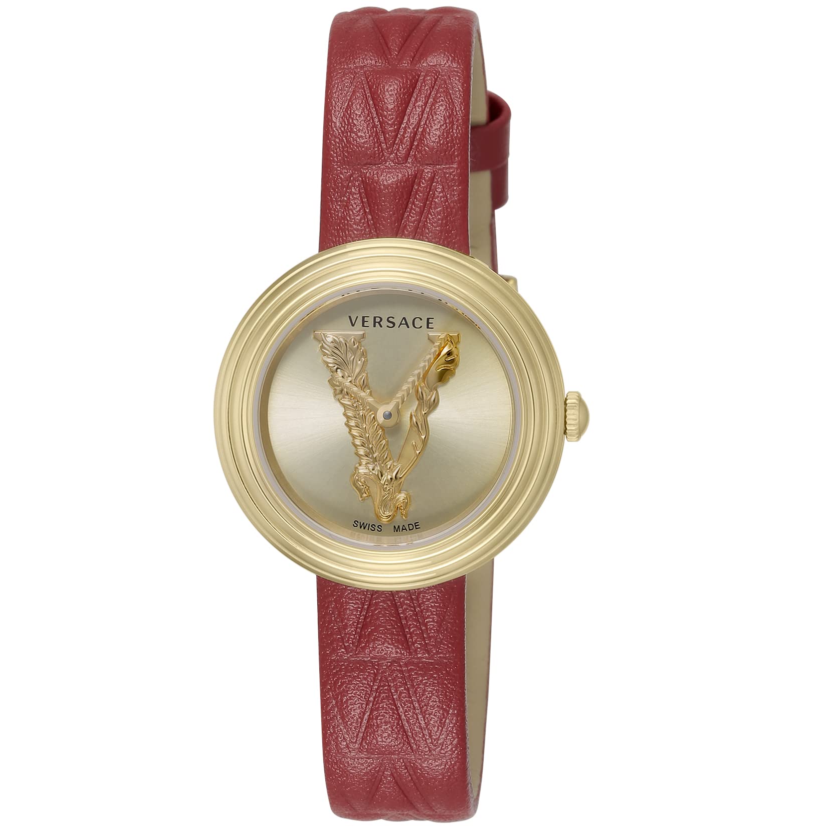 

[Versace] Watch Virtus Mini Gold Dial Stainless Steel Sapphire Glass Quartz 28MM Swiss Watch VET300521 Women s Red [Item]