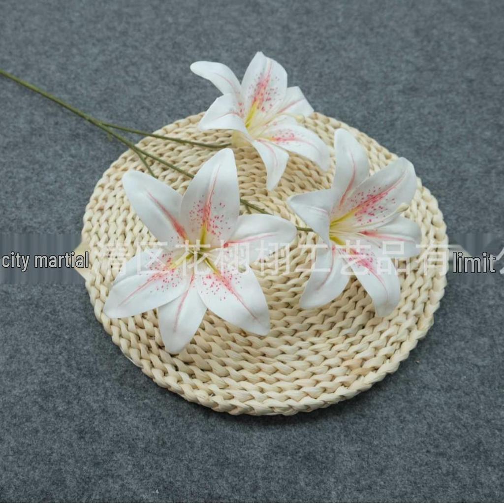 Triple-Head Silk Lily Bouquet for Wedding and Home Décor